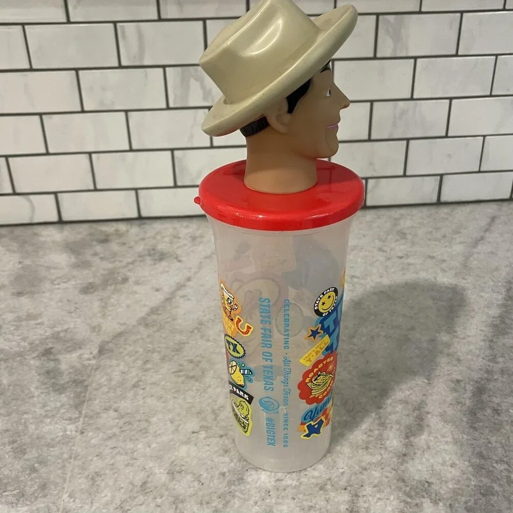 Berk State Fair Of Texas Big‎ Tex Tumbler Cup Lid Figural Novelty Vintage